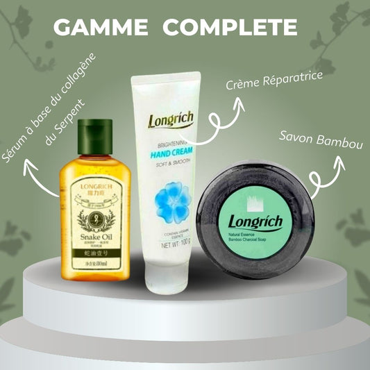 Gamme Réparatrice Longrich : Contre les Taches noires-Acnés-Quintos et Vergetures